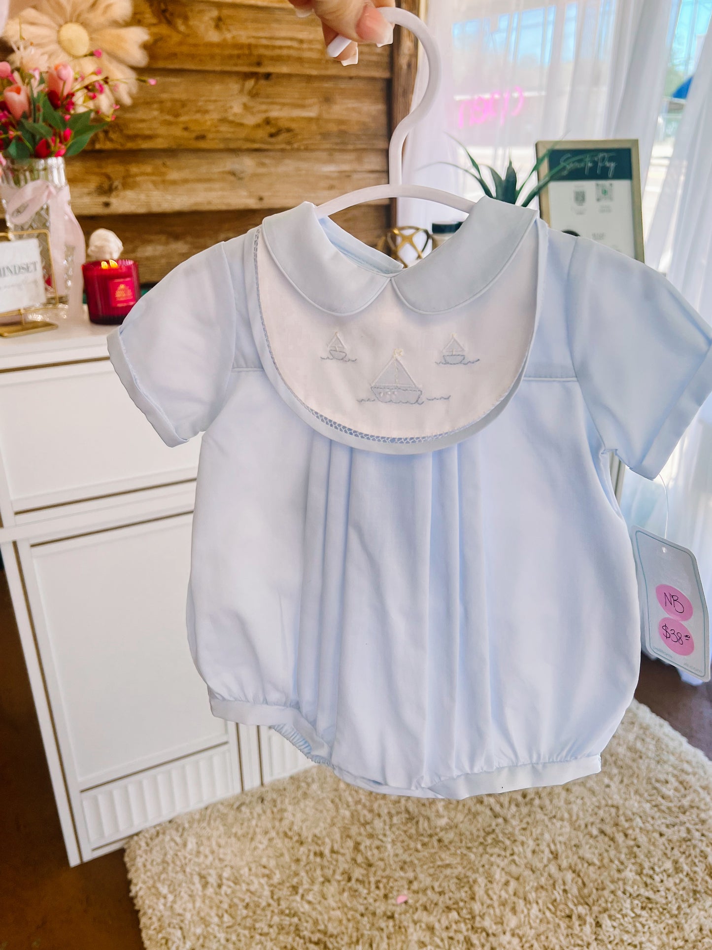 Petit Ami Boys Sailboat Bubble with Bonnet