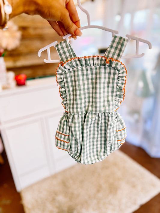 Girls Gingham Romper Bubble